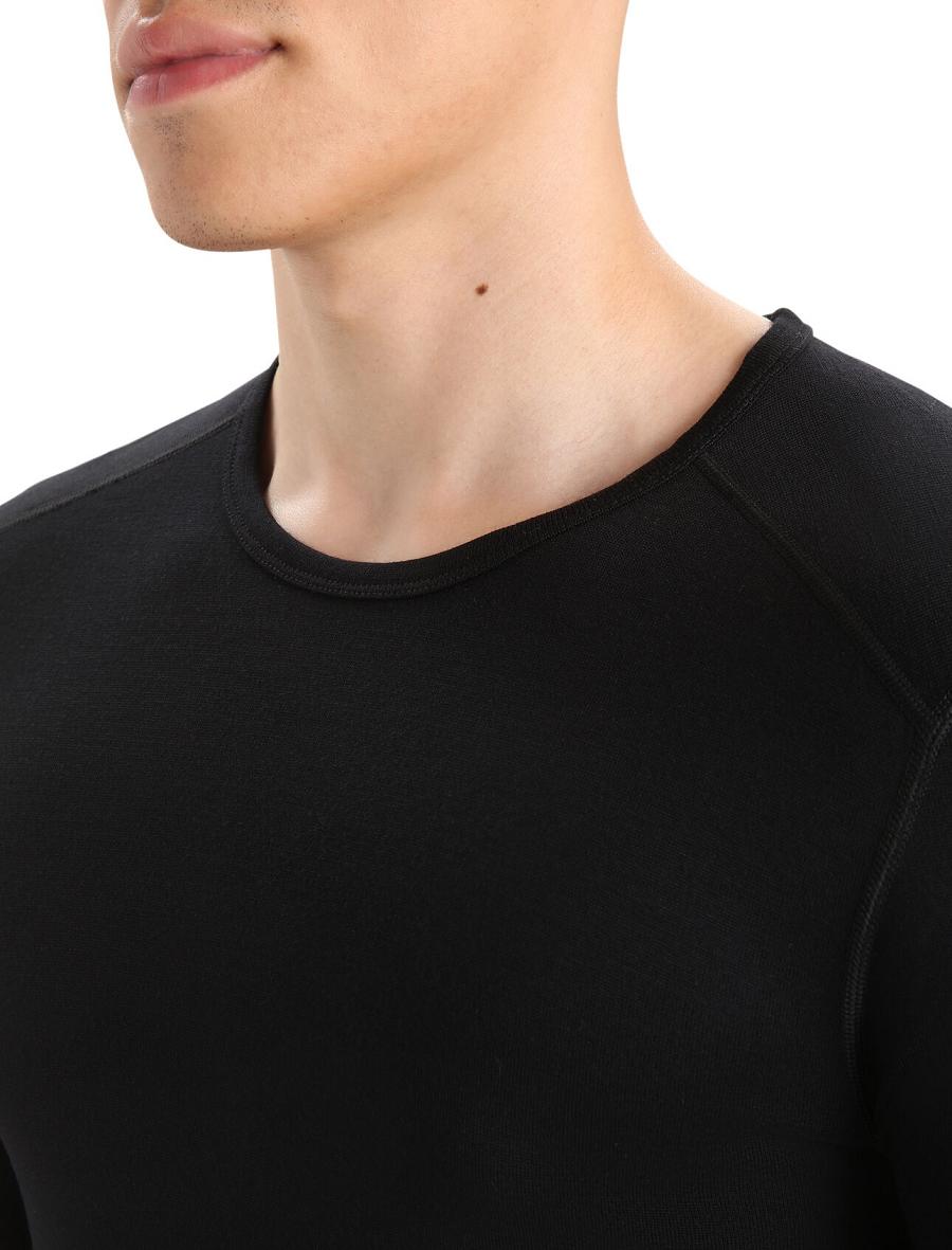 Black Men's Icebreaker Merino 260 Tech Long Sleeve Crewe Thermal Top Base Layers | USA 1398CTVE